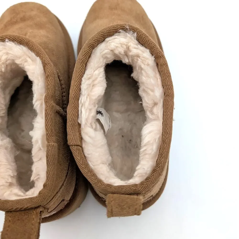 UGG Classic Ultra Mini Platform Boots Round Toe Kids' Chestnut Size US1 EU32.5